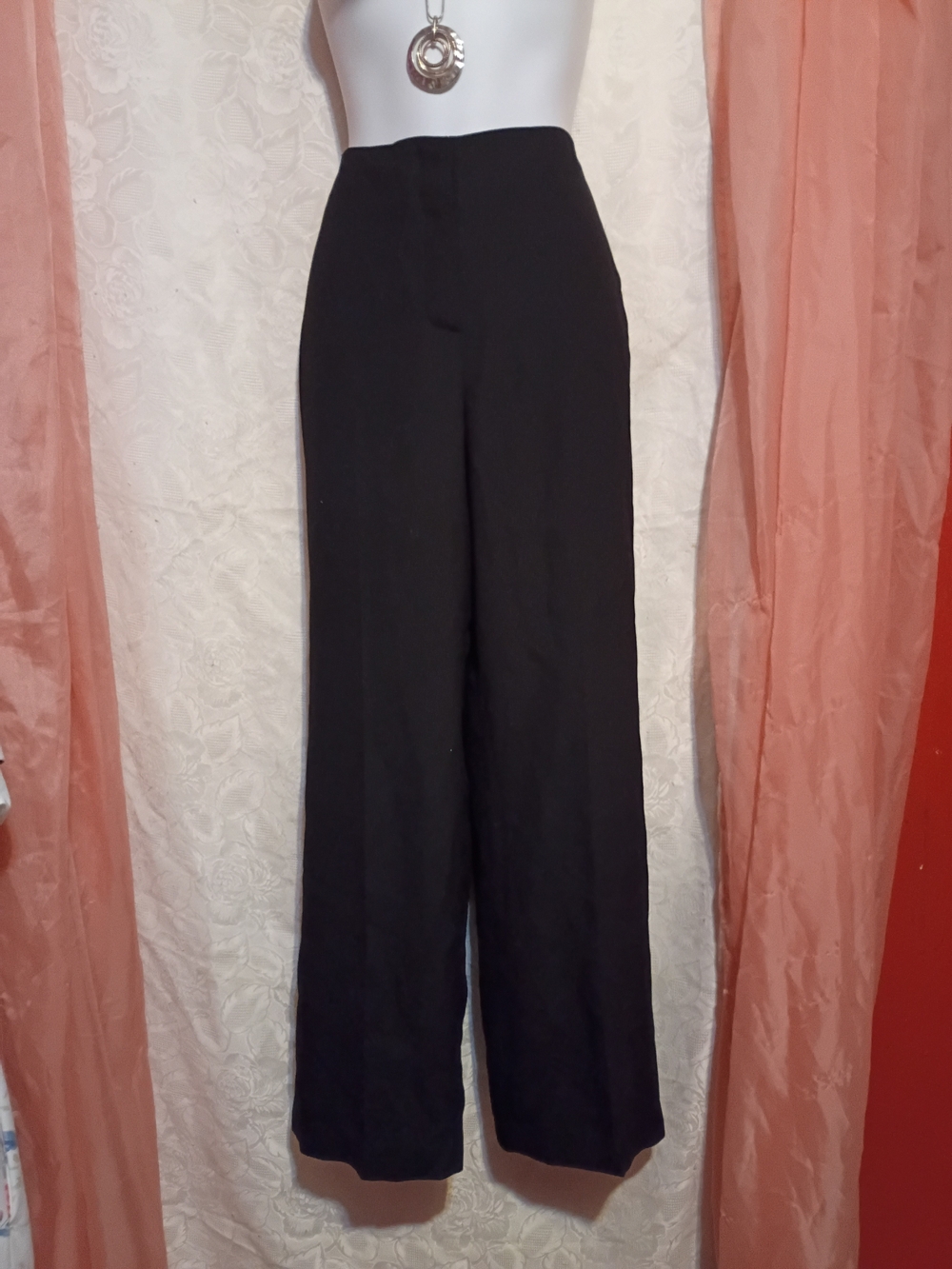 Talbots Ladies Black High-Rise Wide-Leg Pants Sz 8P